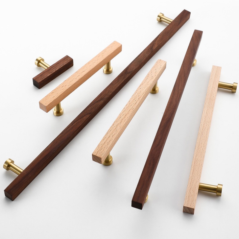 Woodworking In Japanese - Massive Messing- und Buchenholzgriffe für Kleiderschranktüren,